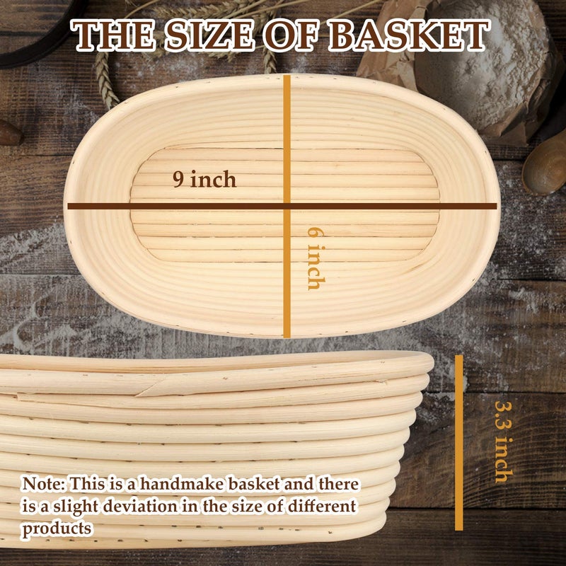 Sondiko Oval Bread Proofing Basket  Handmade Sourdough Bread Baking Supplies  Banneton Bread Proofing Basket Brotform with Proofing Cloth Liner for Sourdough Bread  Baking(9.6 x 6 x 3 inches) - Image 2